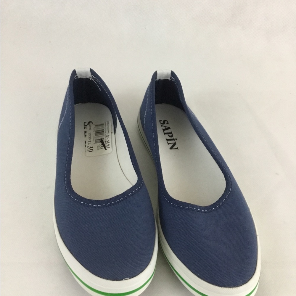 Spain Kaden Blue Canvas Shoes Women Flats Sz 39NEW